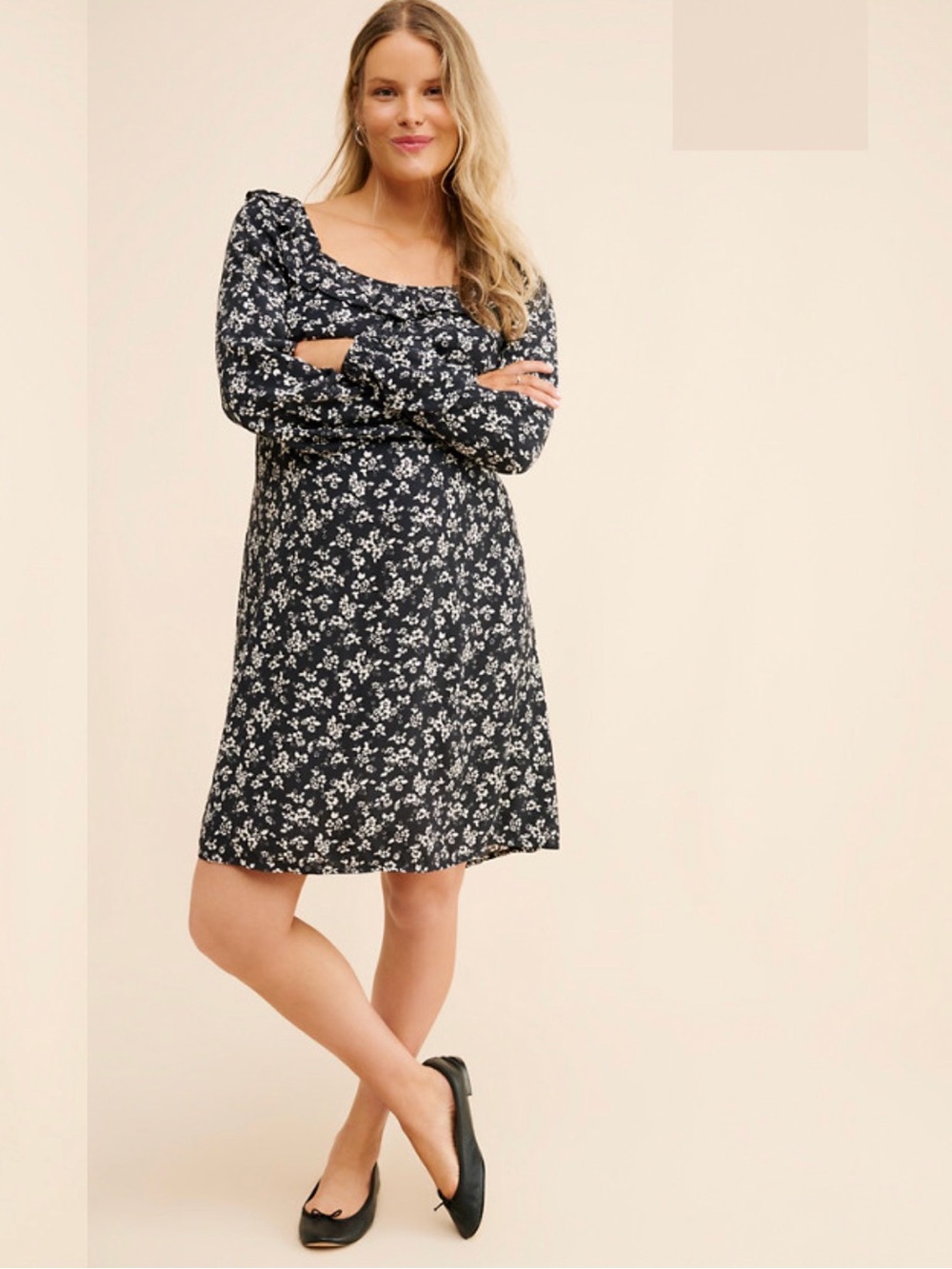 Pea in the Pod Boho Ruffle Neck Maternity Dress Size XL